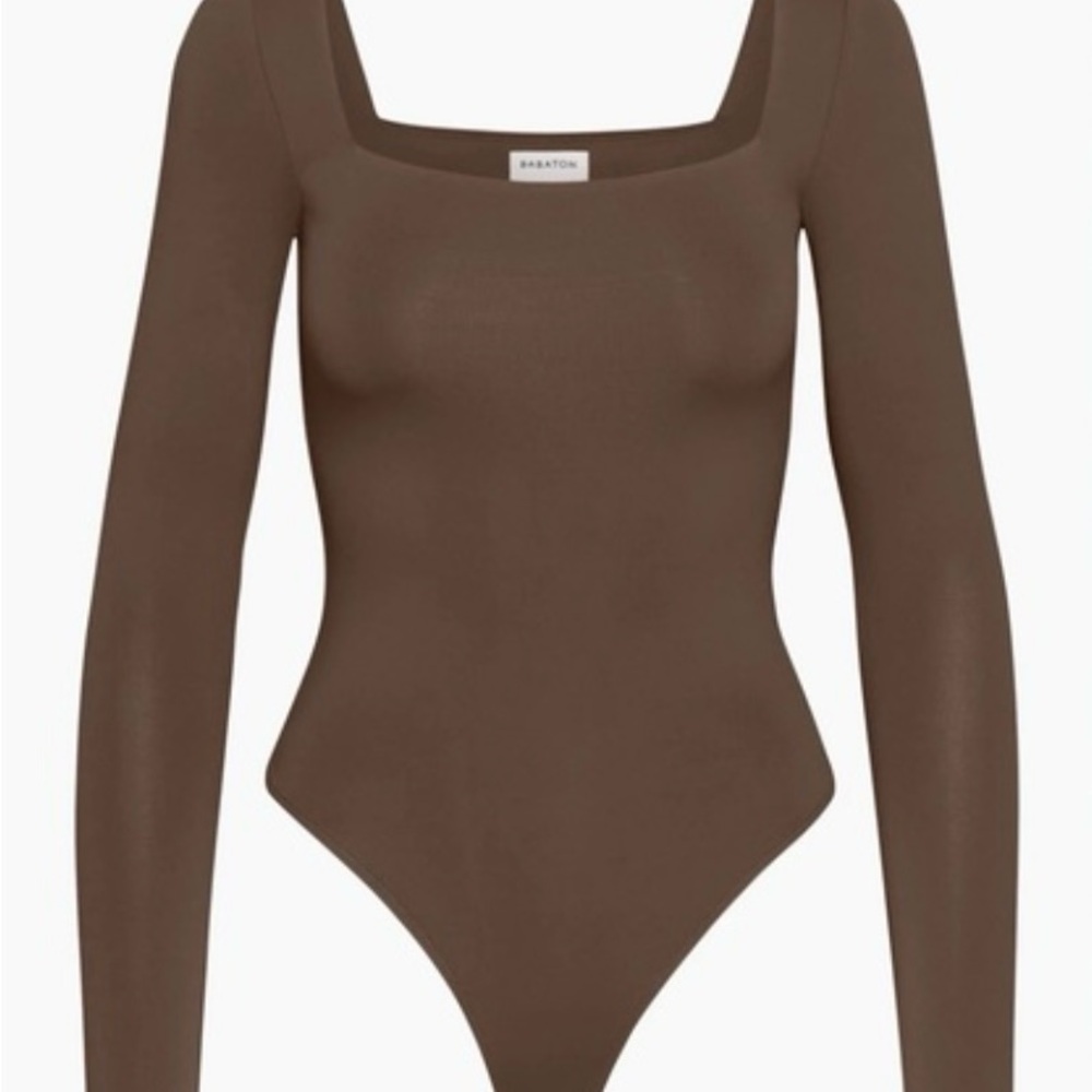 Aritzia Babaton Contour Longsleeve Bodysuit - Coffee Bean (XS)